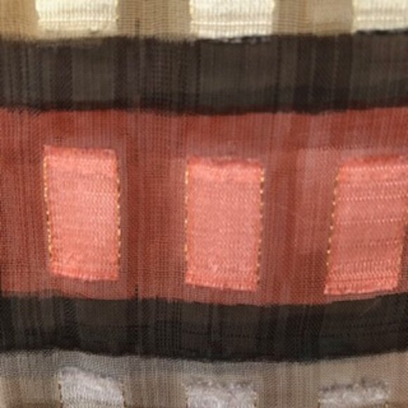 3/$15 Sparkly Salmon Pink Orange Rectangles Abstract Oblong Scarf Excellent - Picture 4 of 6